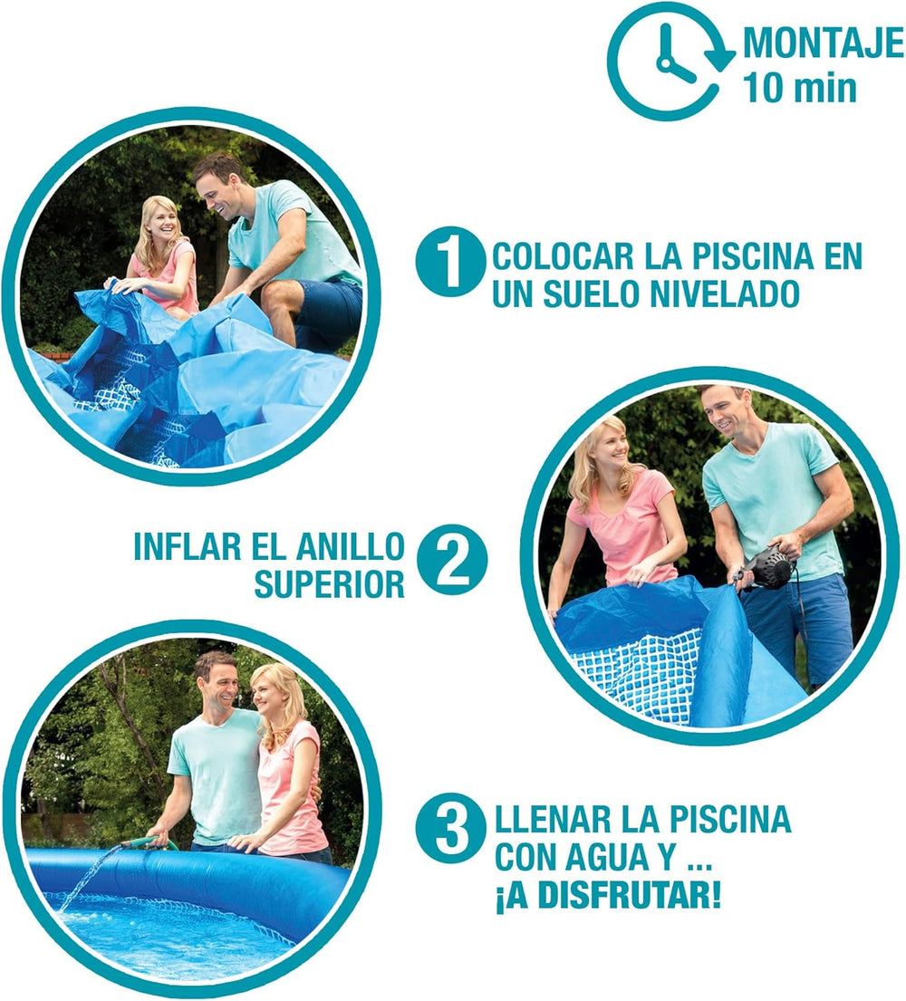 Intex 28122NP - Rund Above Ground Pool Easy Set, Filterpumpe 1250 L/h, 3853 L, PVC, Blå, 305x76 cm