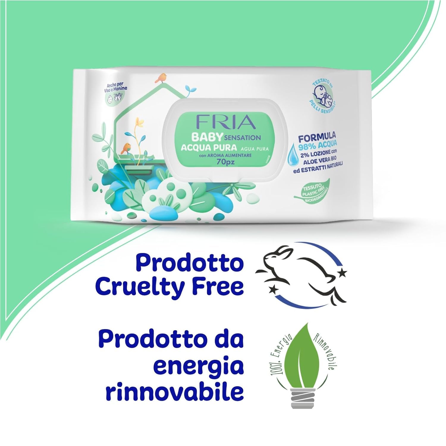 Baby Sensation Pure Water vådservietter, formuleret med 98 % renset vand til hudrensning, dermatologisk testet, økonomipakke med 840 servietter