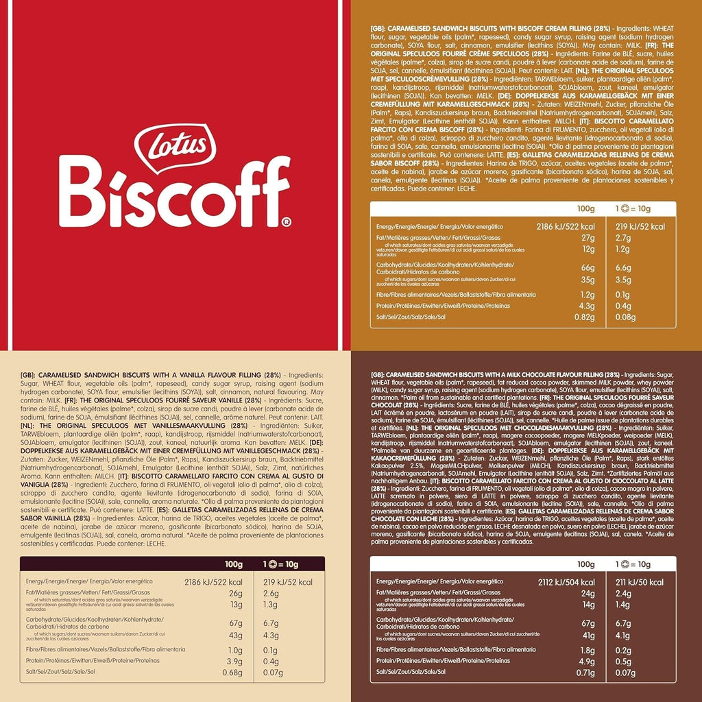 Lotus Biscoff | Pachet Variat de Biscuiți Dubli | 3 Varietăți | 2 Pachete per Varietate | 15 Biscuiți Dubli per Pachet | Ingrediente de Origine Naturală | Fără Coloranți | 6 x 150g | 900g