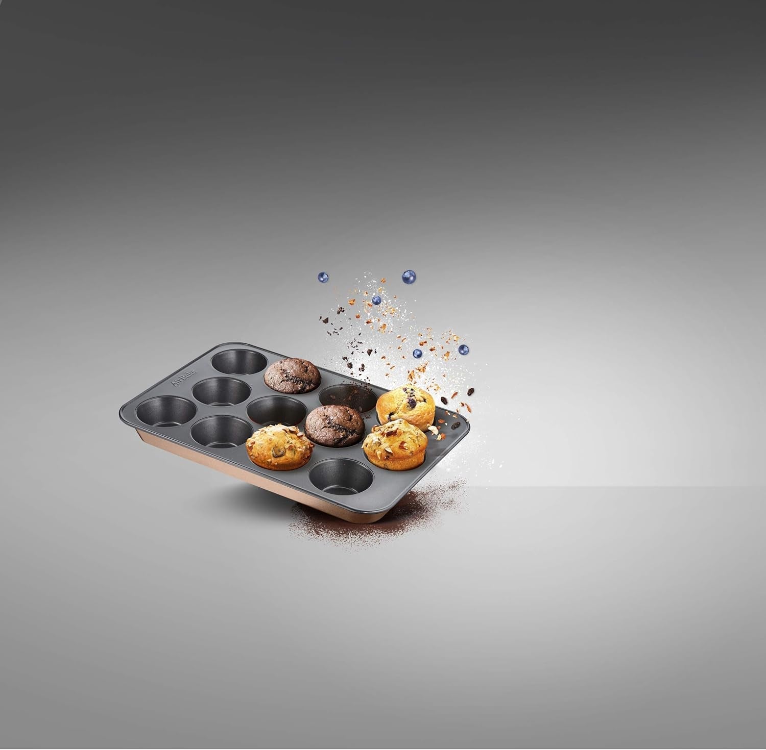 Tefal Airbake J2555014 Muffinform, Antihaftbeschichtung, Karbonstahl, Braun, 29 X 41 Cm Forme og bakker til bagning Naty Shop