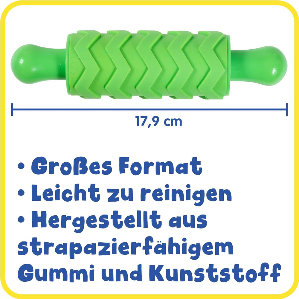 Mal- und Ton-Texturwalzen - 4er-Set - struktureret Knetrollen für Kinder - Vielseitige Muster zum Basteln und Dekorieren