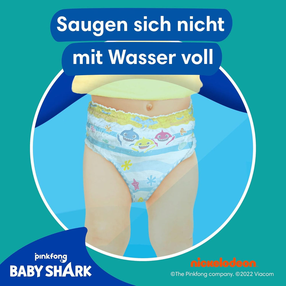 Pampers Størrelse 5-6 Splashers Baby Shark Limited Edition 10 Pack Engangs svømmebleer til sikker vandbeskyttelse