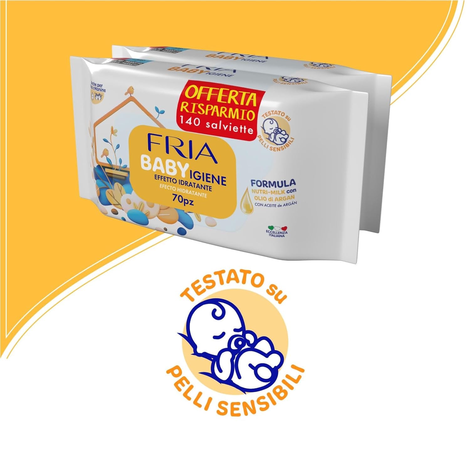 Vådservietter, pakke med 2 (144 servietter)