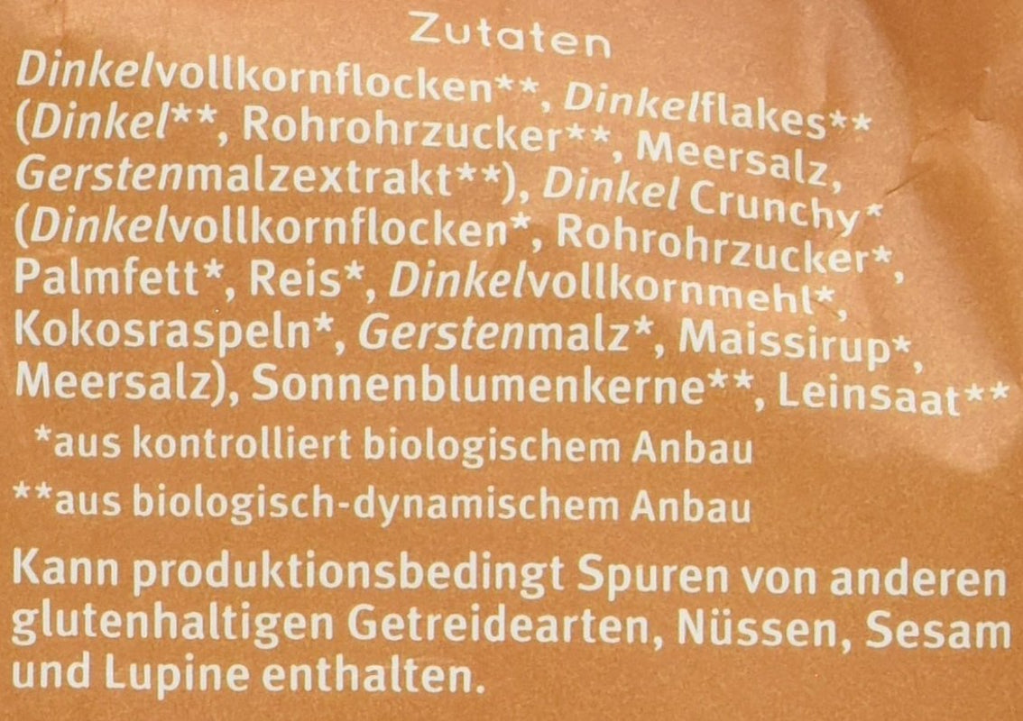 Crispy Hof speltmüsli (1 x 425 g) Pakke med 1