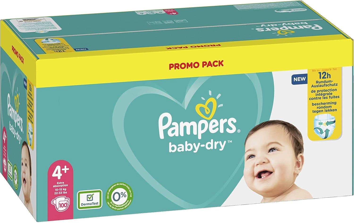 Pampers (klassisk version), bleer til babyer str. 4+ (10-15 kg), 100 stk. Mor og barn Naty Shop
