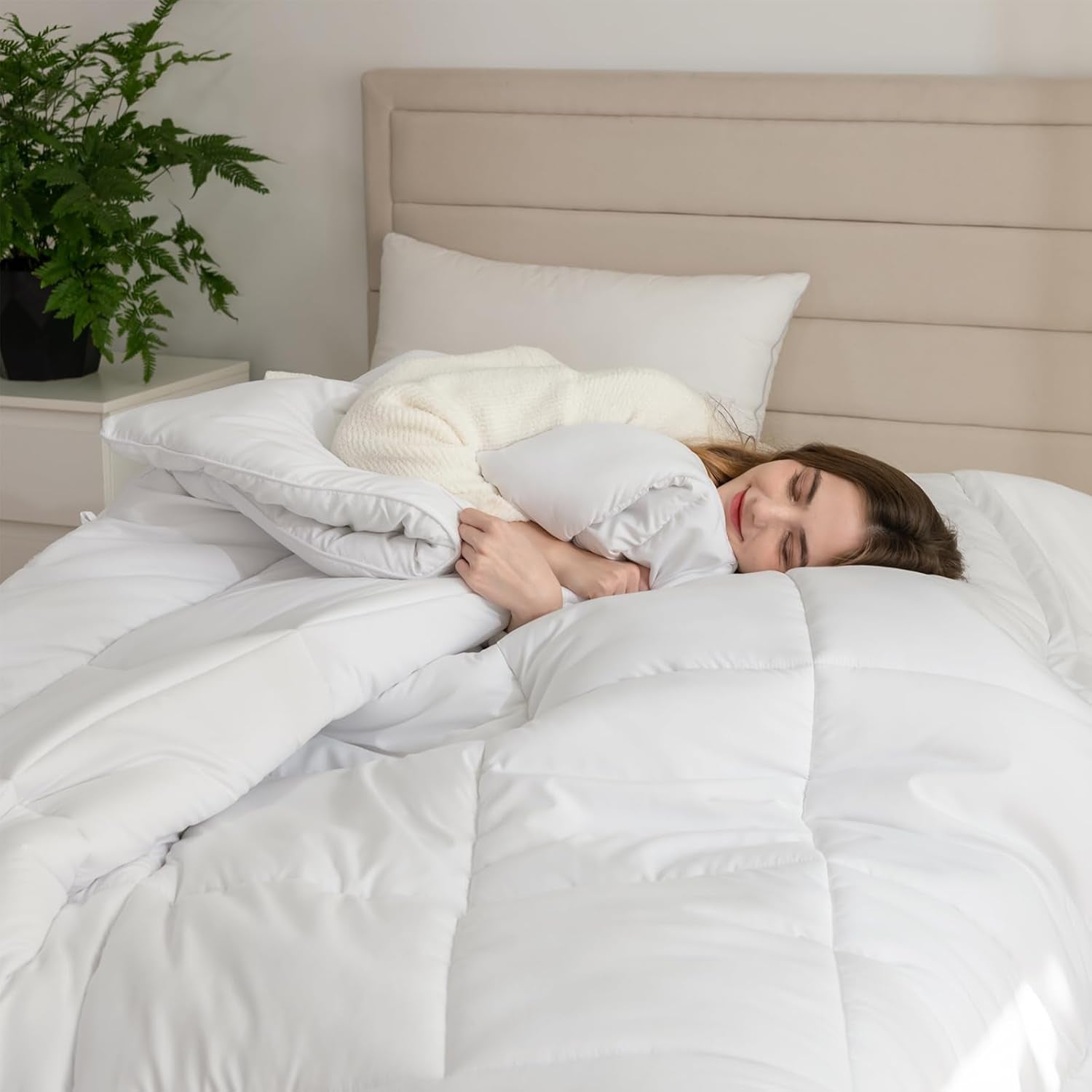 Good Nite Vinterdyne 200X200 Cm 460Gsm Varm Dyne til Vintersengetøj Polyester Fyldt Dyne Mikrofiber Hvidt sovetæppe 200X200Cm Dyner og dyner Naty Shop