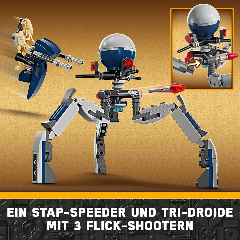 LEGO Star Wars 75372 Clone Trooper & Battle Droid Battle Pack, inkl. 4 minifigurer, 5 droider og speeder motorcykel med skydespil - Byggelegetøj til drenge og piger på 7+ Byggesæt Besuche den LEGO-Store