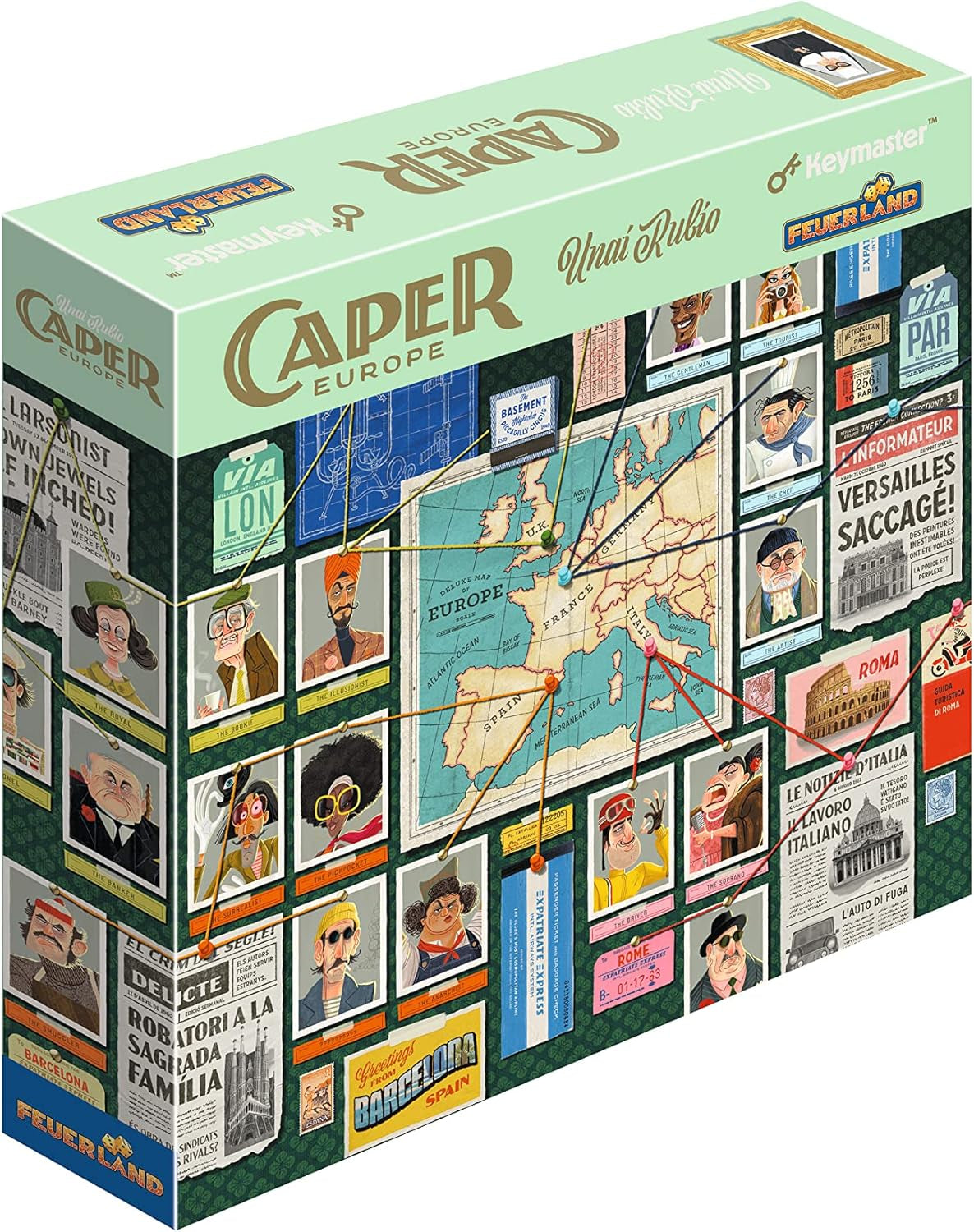 Feuerland Spiele Caper Europe Games, 216 mm x 216 mm x 70 mm, neutral/klassisk (sort, hvid, grå)