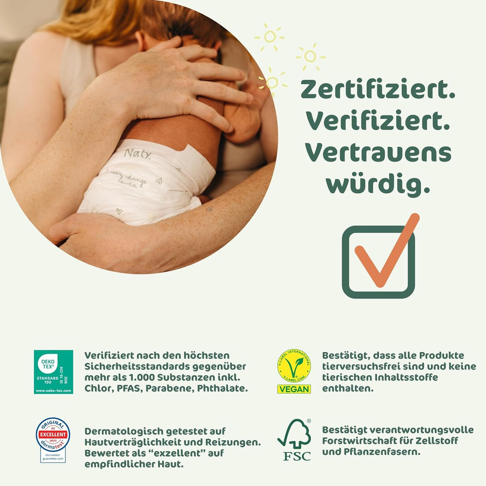 Naty FreeMovers Babybleer | Certificeret hudvenlige blebetræk | Blød og duftfri | Absorberende og lækagesikker | Dermatologisk testet størrelse 5 (12–18 kg) | 80 stk