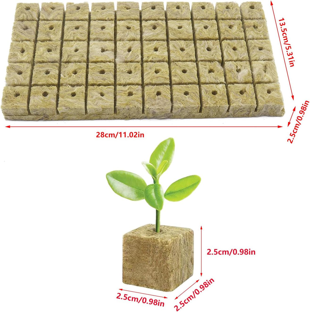 50 stk Mineraluldsdyrkningsmåtte, Mineraluldsterning, Mineraluldsisolering, Mineraluldsdyrkningsmåtte med saks og handsker til jordfri dyrkning, hydroponi og transplantation