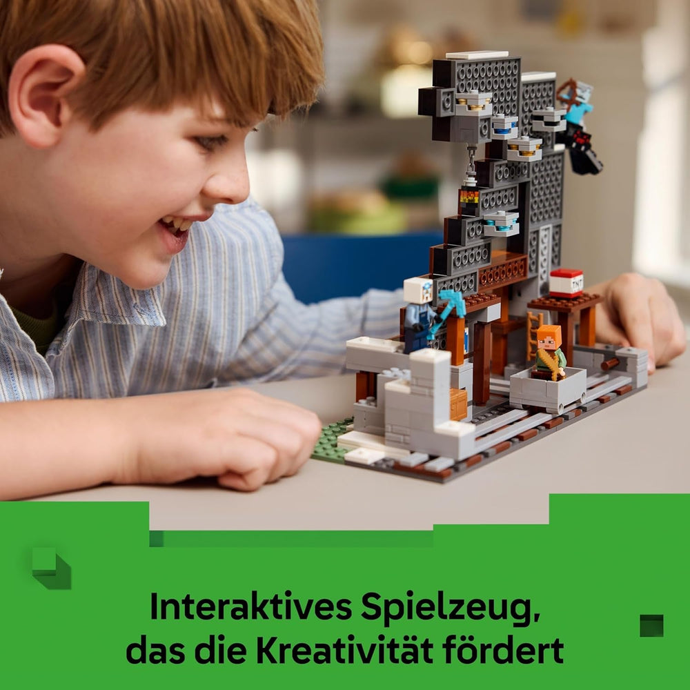 LEGO Minecraft Die Spitzhackenmine - Interaktive Spielzeug für Kinder - Alex, Minenarbeiter og Stray Spinnenreiter Figuren - Sammelbares Gamer Geschenk für Jungen & Mädchen ab 8 Jahren - 21277