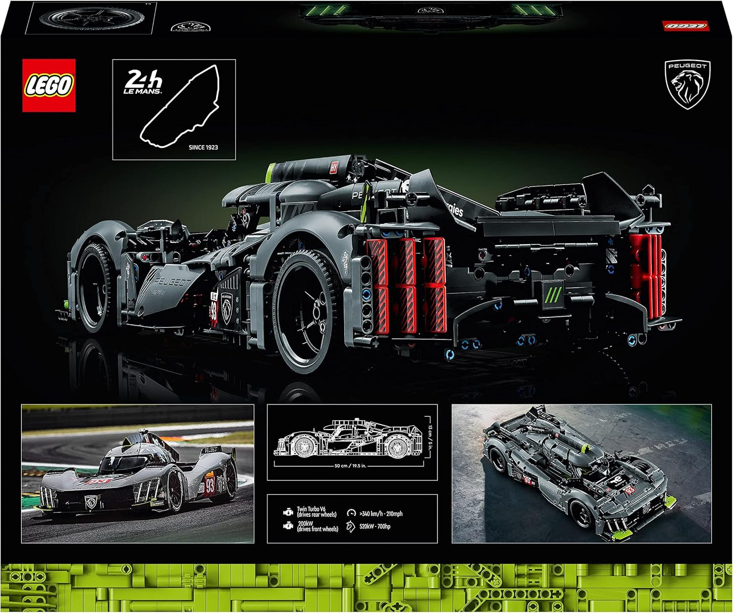 LEGO 42156 Technic Peugeot 9X8 24H Le Mans Hybrid Hypercar Legendarisk racerbil Voksenmodelsæt 1:10 Motorsportsbil Samlerobjekt til avancerede spillere Byggesæt Besuche den LEGO-Store
