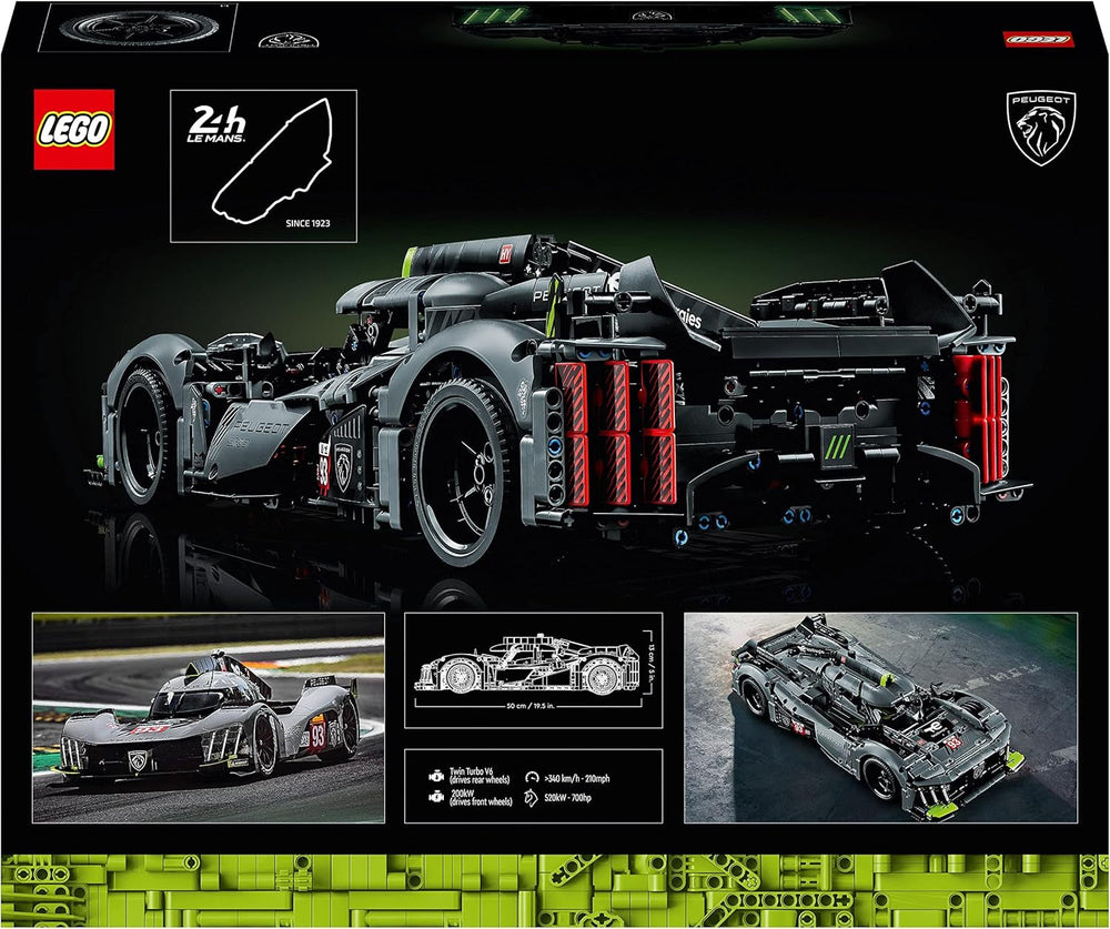 LEGO 42156 Technic Peugeot 9X8 24H Le Mans Hybrid Hypercar Legendarisk racerbil Voksenmodelsæt 1:10 Motorsportsbil Samlerobjekt til avancerede spillere Byggesæt Besuche den LEGO-Store