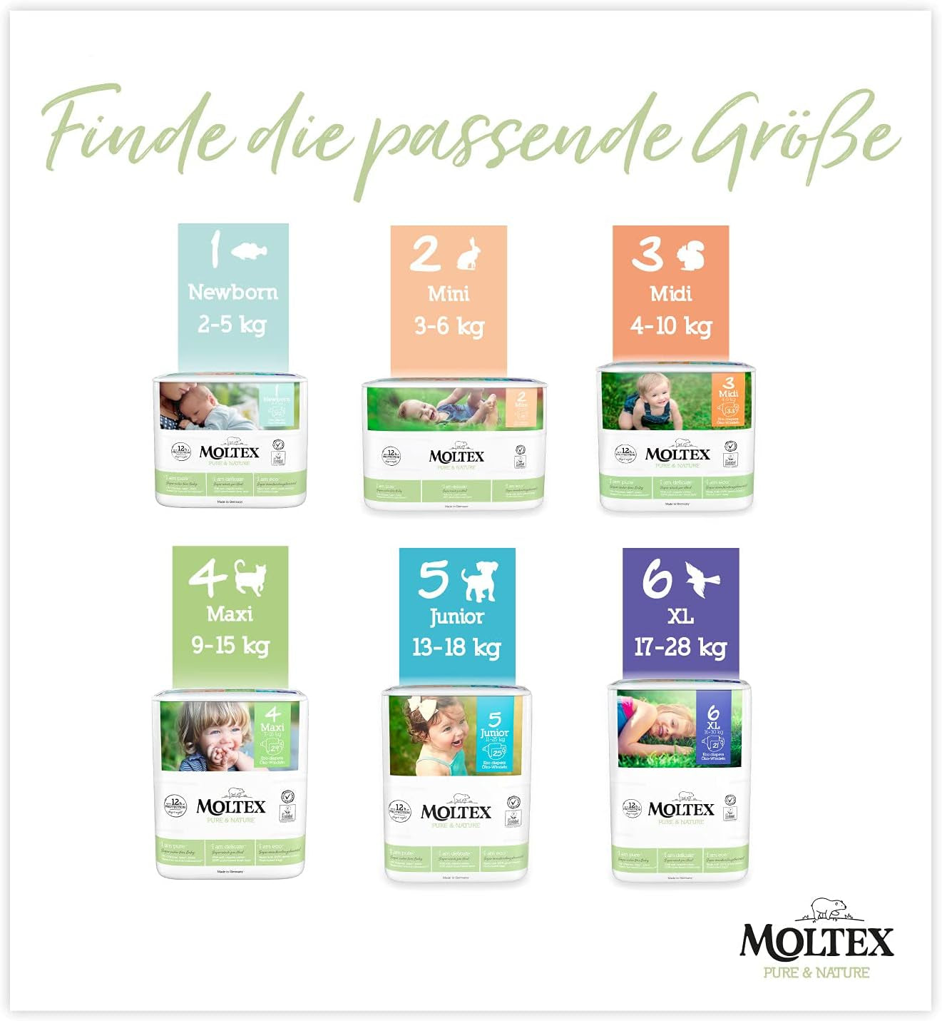 Pure & Nature Økologiske bleer Størrelse 6 XL (17-28 kg) Månedsæske 84 Økologiske bleer