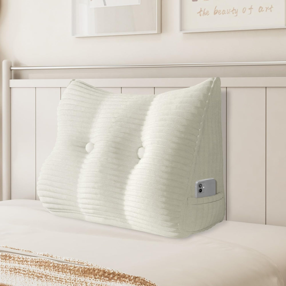 Pernă Johnear cu pană, pernă de citit pentru pat și canapea, pernă pentru spătar, pernă pentru tăblie, pernă lombară triunghiulară mare (gri, 45 cm)