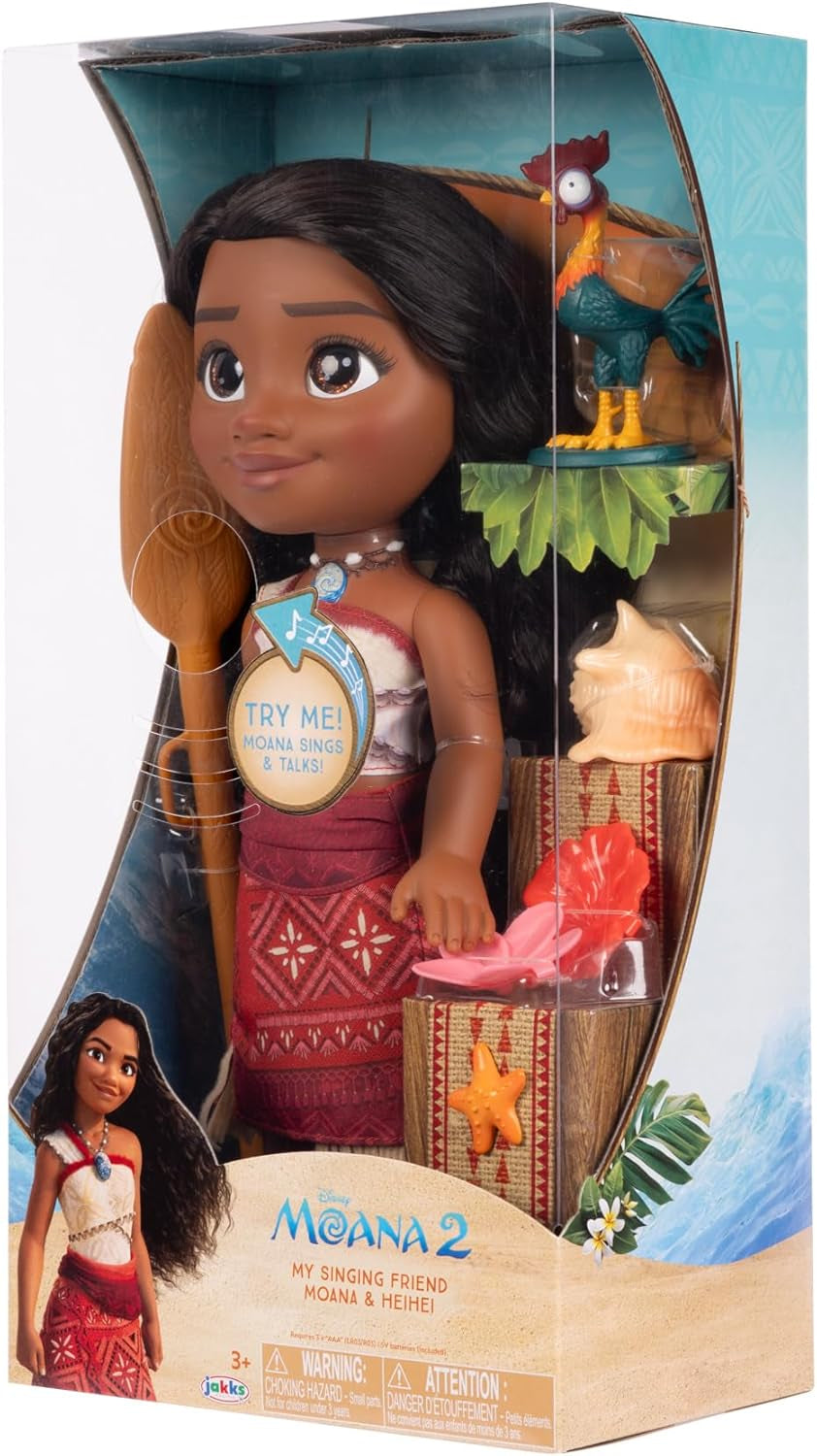 Disney - Vaiana 2 – Singende Puppe Vaiana, beweglich - Größe 35 cm – polynesisches Outfit – Frisierbares Haar – Spielzeug für Mädchen ab 3 Jahren