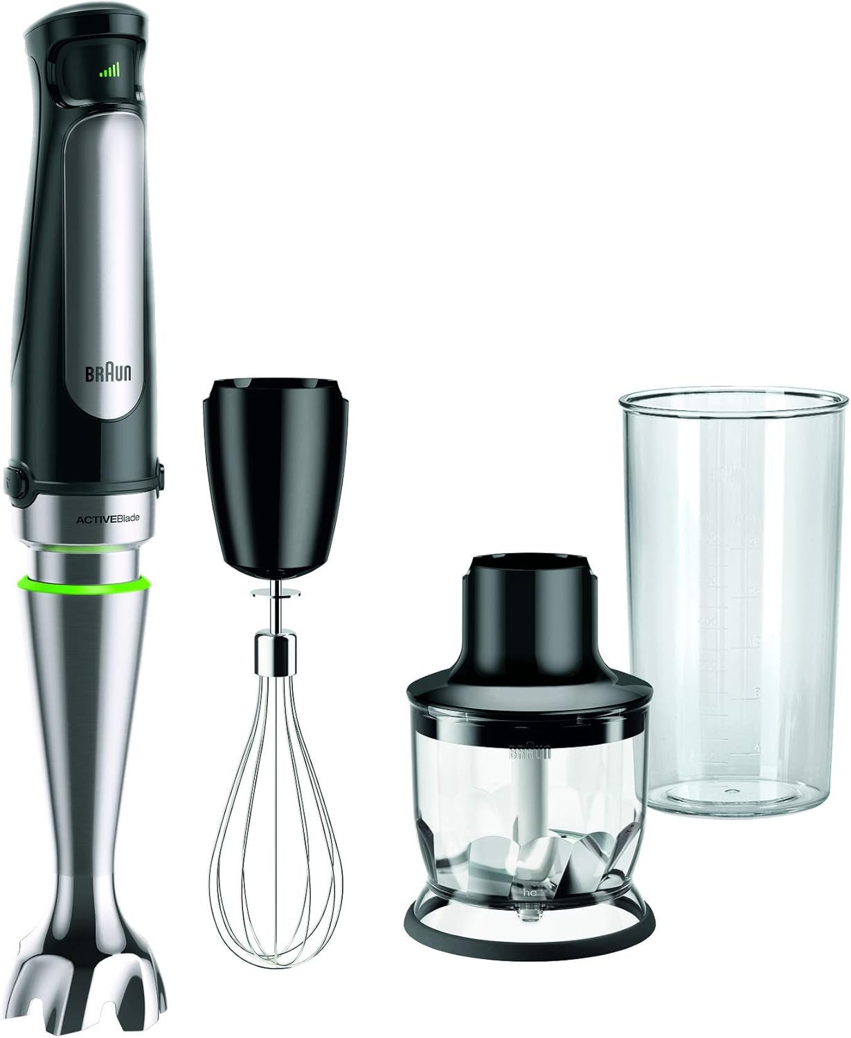 Braun Household Hogar Multiquick 7 Mixer, Spritzschutz, Spülmaschinenfest, Bpa-Frei, 600 Ml, Zerkleinerer 500 Ml, Eisklinge, MQ 7035XBI, 1000 W, Schwarz, MQ7035XBI Kitchen Naty Shop Model 2019 70 | 3 tilbehør