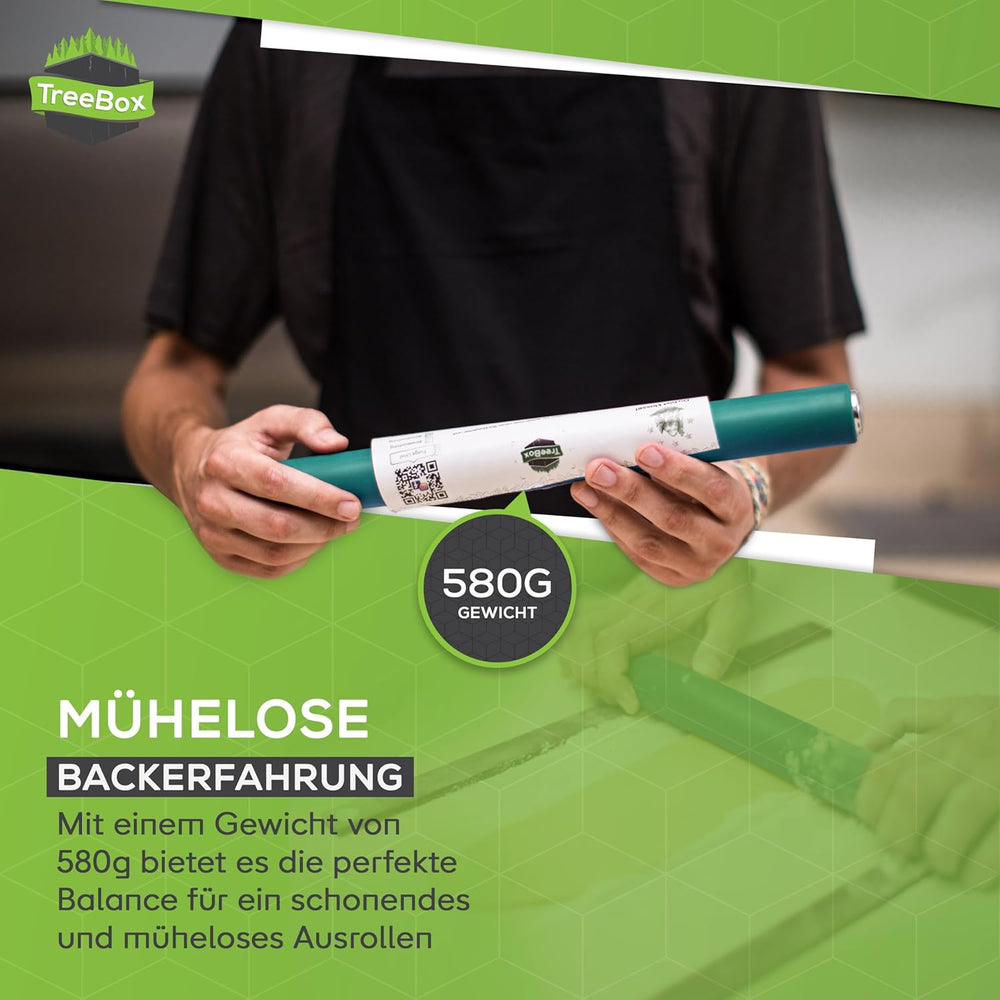 Nudelholz - Teigroller fra Silikon og Edelstahl - Modernes Nudelholz ohne Griffe mit Antihaftwirkung, Fondant og Teig im Handumdrehen ausrollen, Backutensilien