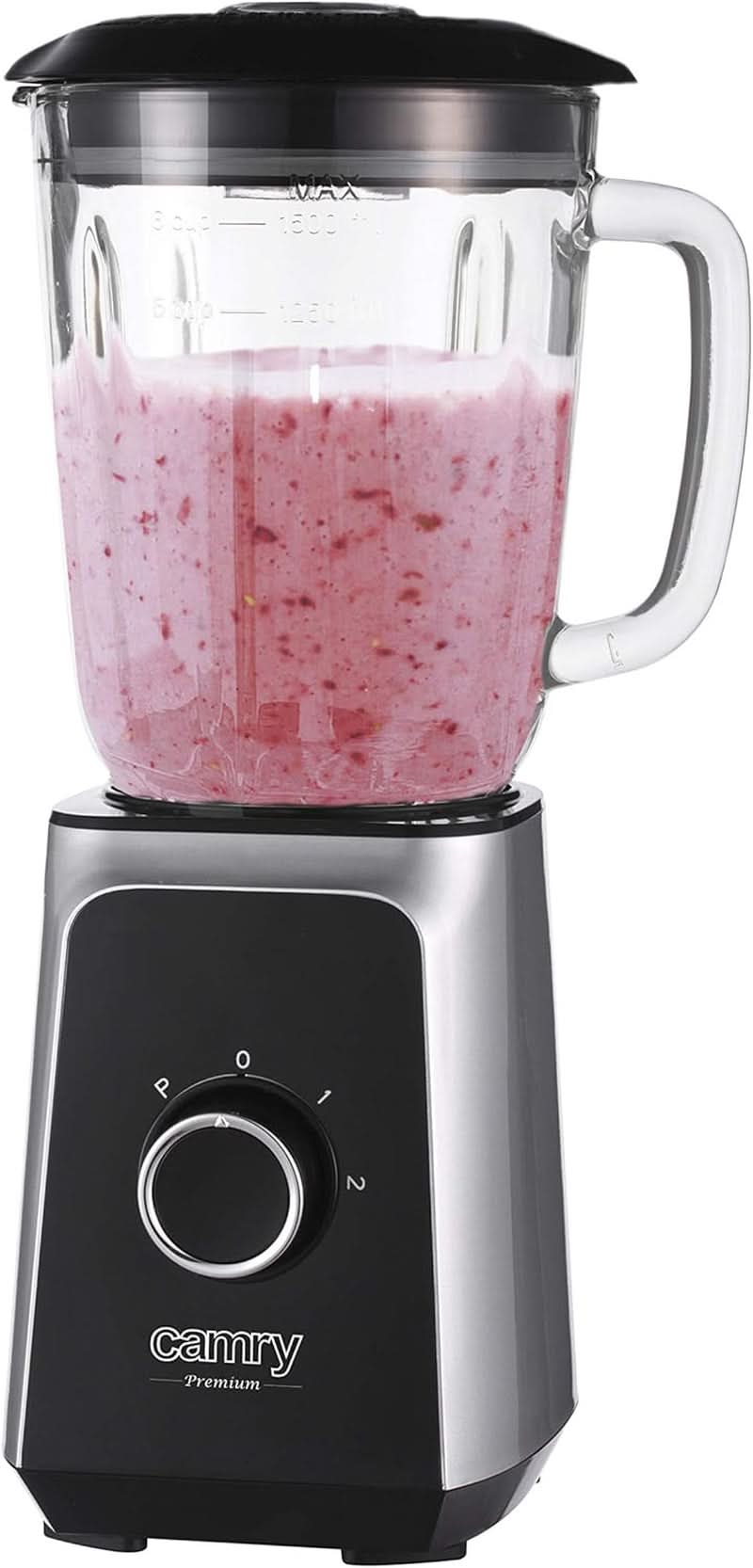 CR 4077 Standmixer Mit 1.5L Glasbeholdere, Smoothie Maker, Hochleistungsmixer, Mahlung, Eis-Zerkleinerung, Pulsfunktion, Edelstahlklingen, 2 Geschwindigkeiten, 1000W, Schwarz/Silber Kitchen Naty Shop