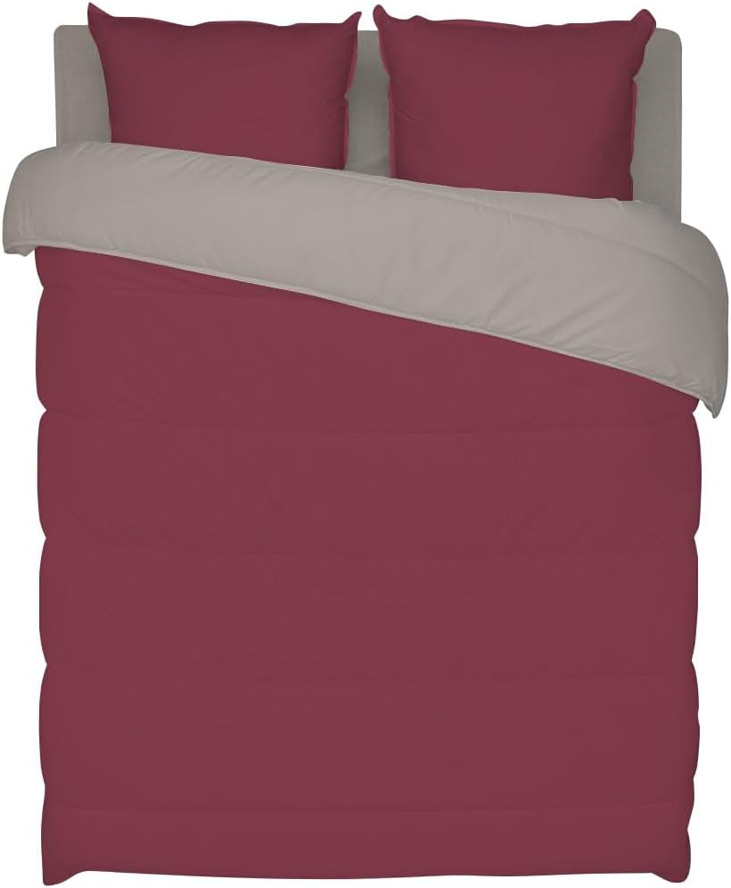 Bleu Câlin plapumă reversibilă bicoloră pentru 2 persoane, microfibră, burgundy/pepper, 220X240 cm Plapumi si pilote Naty Shop