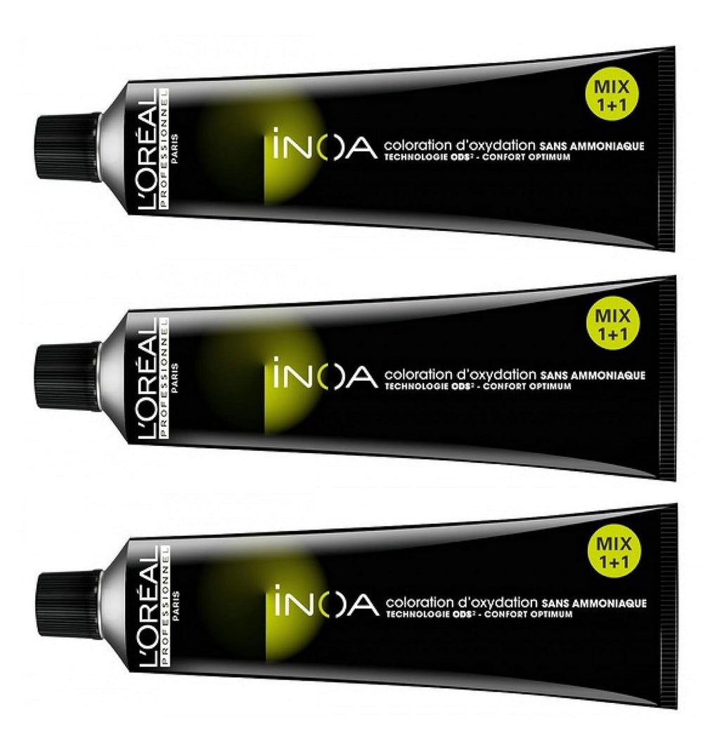 L'Oréal Professionnel INOA Colorație oxidativă fără amoniac 4 maro mediu, 1 pachet, (1x 60 ml) Vopsea pentru par Naty Shop Maro 60 ml (pachet de 3)