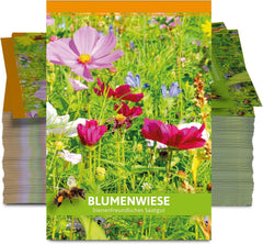 FLORTUS Wildflower Meadow Party Favors (100 stykker) | Blomsterfrøblanding til bier og insekter som takkegaver og salgsfremmende gaver