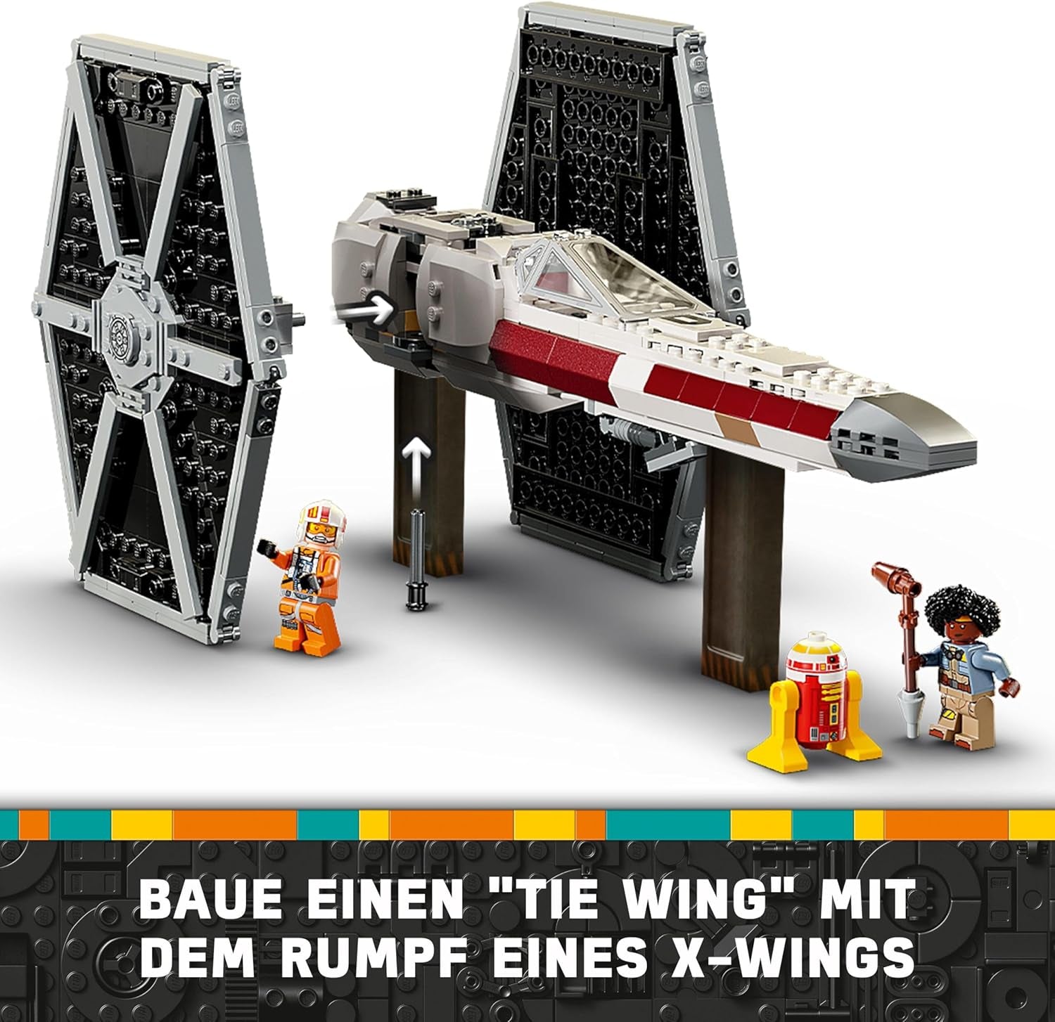 LEGO Star Wars TIE Fighter & X-Wing Mashup, Starfighter Byggelegetøj, Gaveidé til Børn, Tilpassede Rumskibe, Gave til Drenge, Piger og Alle Fans 75393 Byggesæt Beuche den LEGO-Store