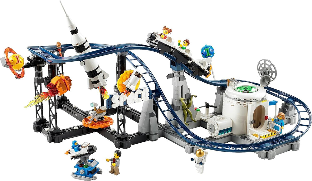 LEGO 31142 Creator 3-i-1 Space Rollercoaster Legetøjssæt til børn med arbejdsvogne, konverteres til et fritfaldstårn eller karrusel med raketter og glødende klodser Byggesæt Besuche den LEGO-Store