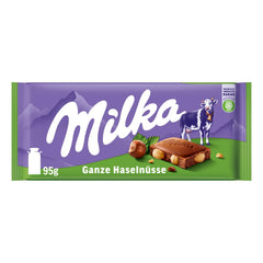 Milka Alpine Mælkechokolade med hele hasselnødder - Chokolade med sprøde nødder - 17 x 95g
