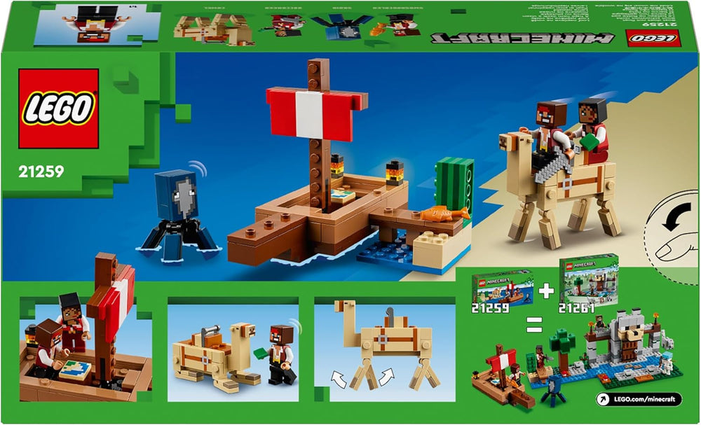 LEGO Minecraft Piratskibet Voyage Blæksprutte- og kamelpiratfigur Legetøjsskibsbygning Rollespilsgave til drenge og piger 8 år 21259 Byggesæt Besuche den LEGO-Store