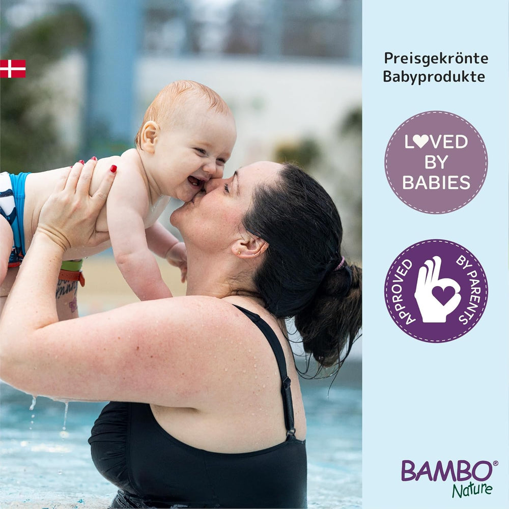 Bambo Nature Baby svømmebleer, str. S (7-12 kg), 12 bleer | Secure Fit engangs svømmebleer | Vandtæt komfort under vandleg