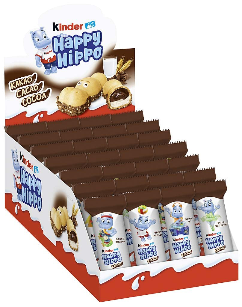 Kinder Happy Hippo Hasselnut - Specialitetssprøde vafler med mælk og hasselnøddecreme - Karneval og fastelavnsslik - 1 pakke indeholdende 5 individuelle stænger á 20,7 g hver