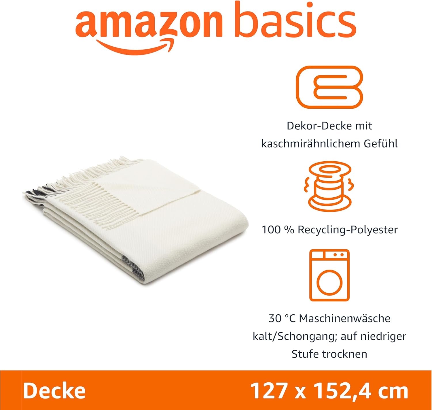 Amazon Basics tæppe, let, genbrugspolyester, Room Decor Hyggeligt tæppe, 127 X 152 Cm, elfenbenshvid med blåt mønster Tjek senge og tæpper Besuche den Amazon Basics-Store