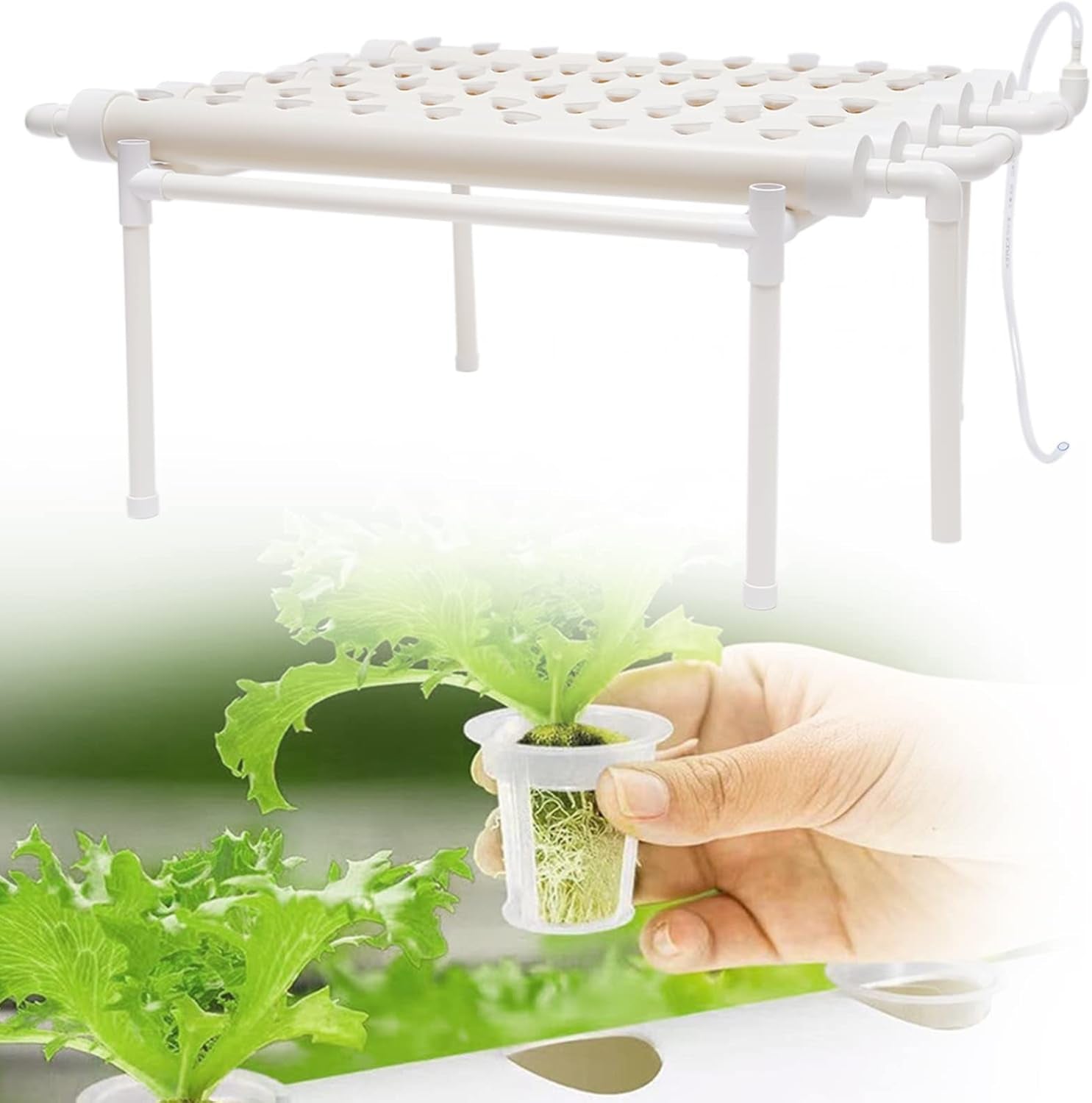 Hydroponische Systeme Grow Set Hydrokultur Plante Grøntsag Hydroponic Pflanzen BewäSserung System Garten Kit Have Tool Pflanze Sites Dyrkning Hydroponics Hydroponisches Anzuchtsystem 54LöCher 6Rohr