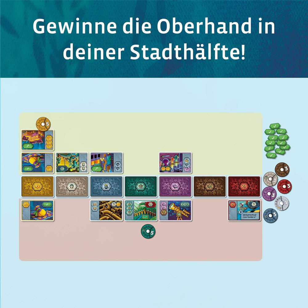 KOSMOS 683665 Pacifica - Rejs den sunkne by med taktik og held, to-personers spil, brætspil for præcis 2 spillere fra 10 år og opefter, strategispil