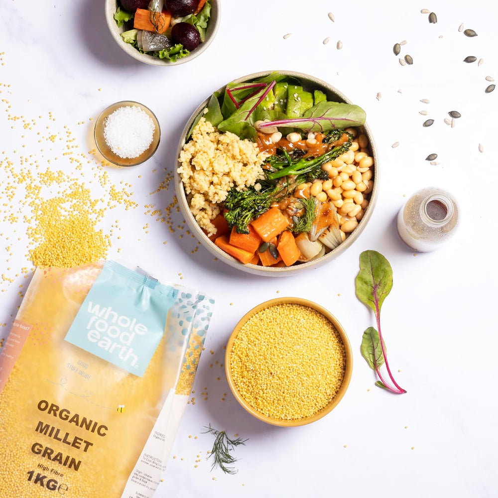 Hirse økologisk Wholefood Jord 2 kg | Ikke-GMO | Vegansk | Rig på fibre | Certificeret økologisk
