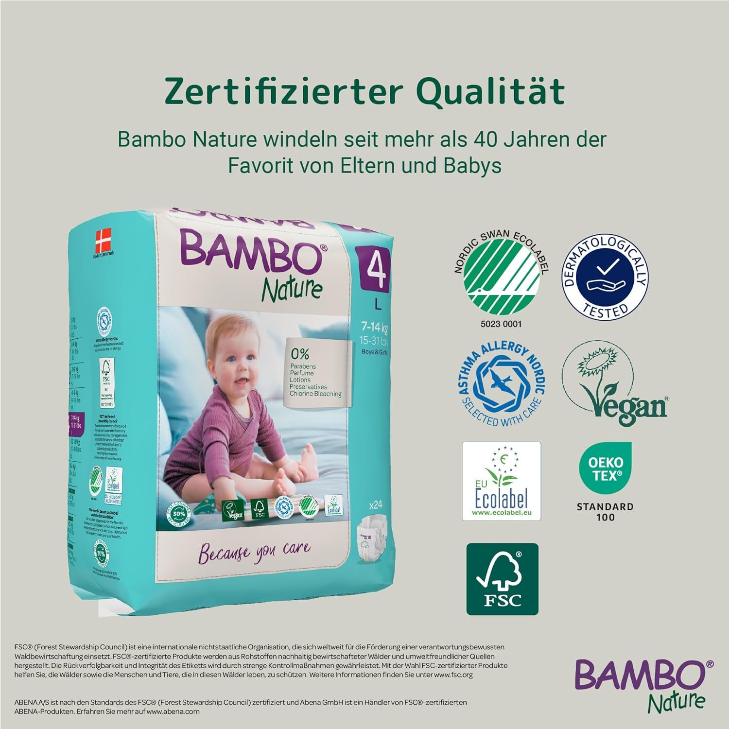 Bambo Naturbleer til babyer, str. 4 (7-14 kg), 144 stk, Månedsæske | Premium bleer med forbedret lækagebeskyttelse | Ultimativ komfort og frihed for aktive børn | Dermatologisk testede bleer