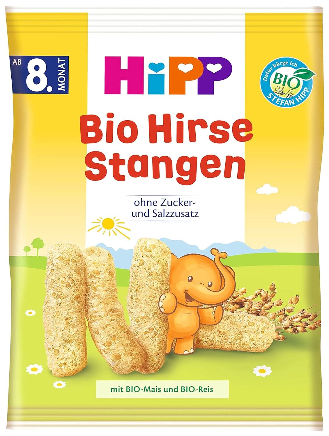Økologiske snacks Hipp hirsebarer, pakke med 7 (7 x 30 g) Mor og barn Naty Shop 7 x 30 gram hirsepinde