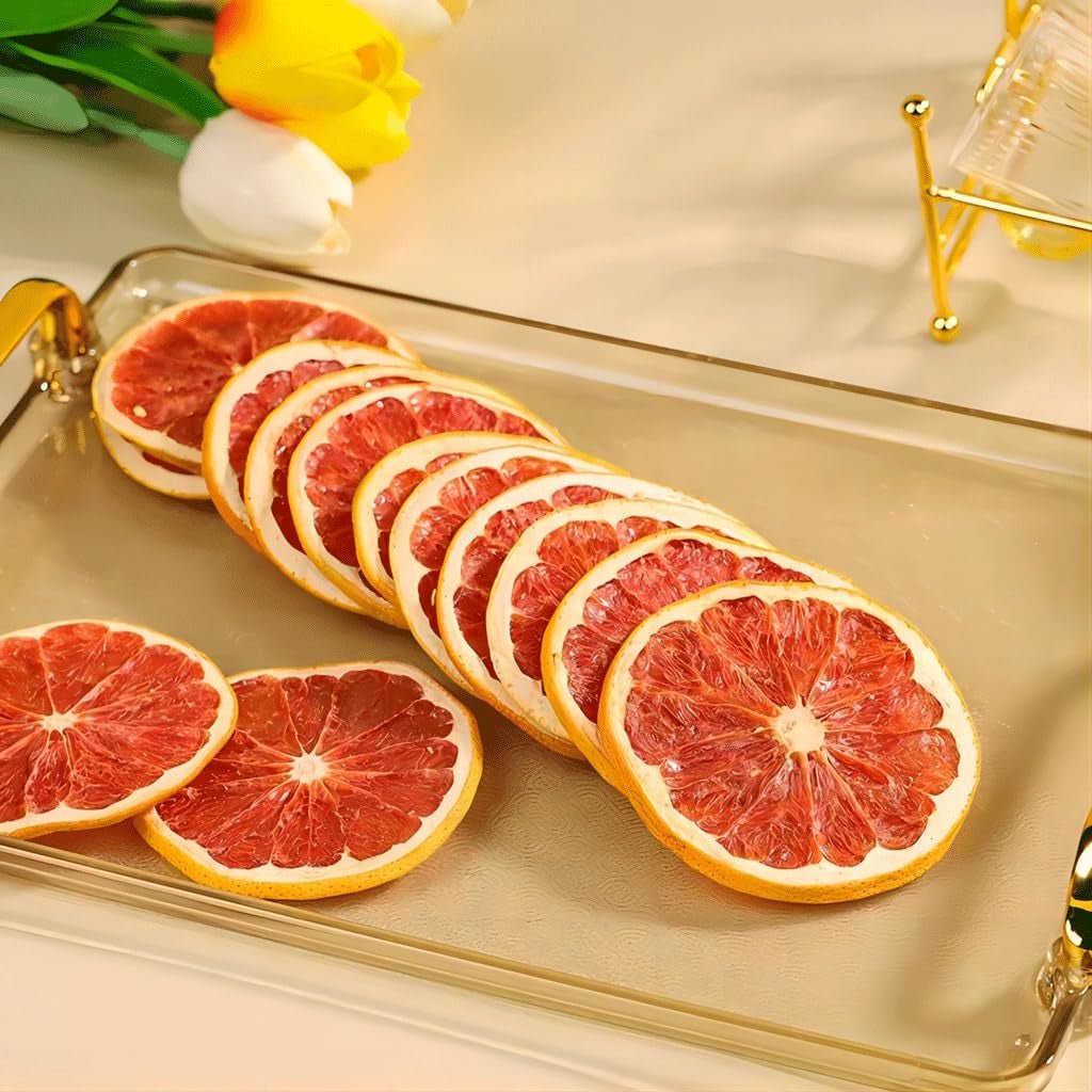 Felii de grapefruit uscate, grapefruit deshidratat, umplere vază, decorațiuni de Crăciun, felii de grapefruit roșu, felii de fructe uscate pentru ceai, fără zahăr adăugat (100g (1 pachet)) Produse deshidratate Naty Shop