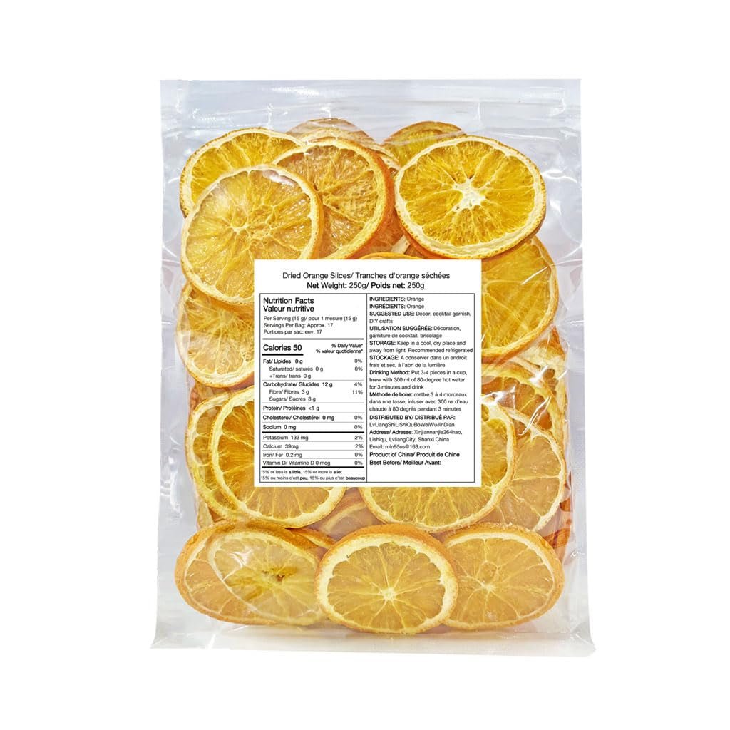 Felii de portocale uscate, 250g Felii de portocale naturale Decorațiuni uscate, felii de portocale deshidratate pentru decorațiuni de Crăciun, coroană de Advent, săpun, felii de fructe Produse deshidratate Naty Shop