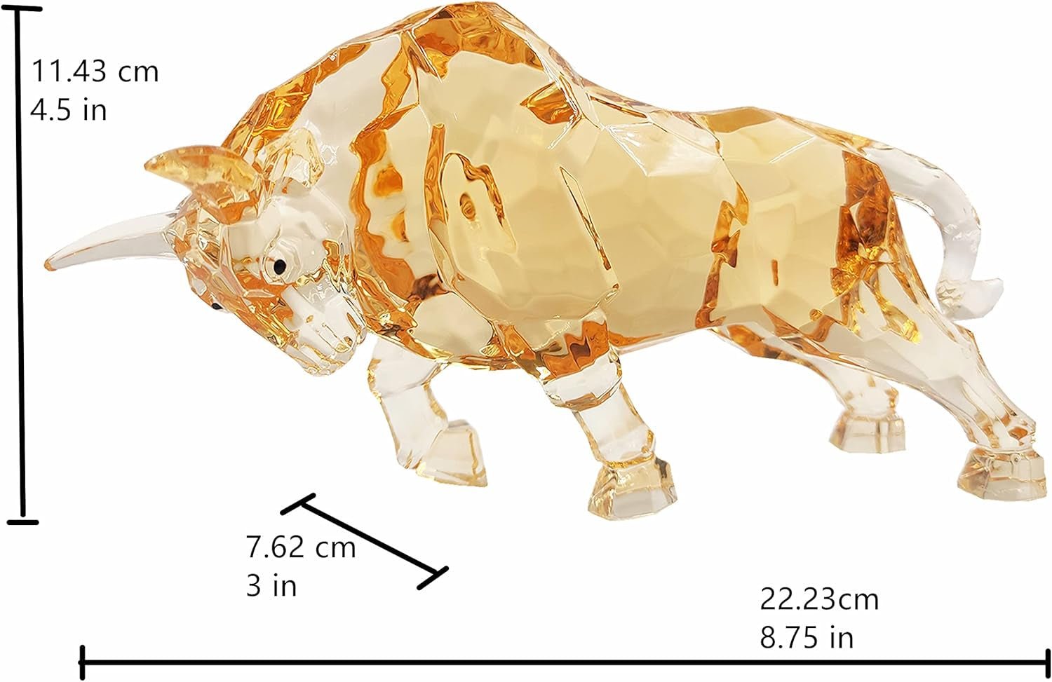 FengShui Wall Street Bull Statue Acrylic Bull Figurine Sculptura Home Office Desk Decorative Ornament 21.6 cm L (Amber) Statuete si sculpturi Naty Shop