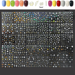 3D Nagelsticker Aurora 30 Blatt Gold Nail Art Sticker Selbstklebend Nagelaufkleber Holografisches Stern Herz Dekoration Nageldesign Zubehör