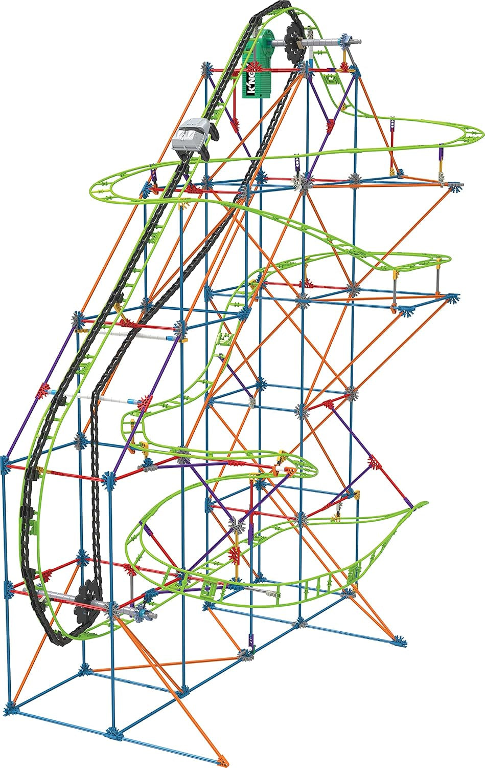 K'NEX 51438 Typhoon Frenzy rutsjebane, 2-i-1 model farverigt byggesæt til drenge og piger, 19 fods legetøj, 640 dele børnebyggesæt til børn i alderen 9 år +