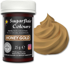 Colorant alimentar Sugarflair pentru paste, culoarea pastelului Honey Gold, colorant alimentar pentru paste, pentru fondant și marțipan, culori concentrate Spectral - 25 g