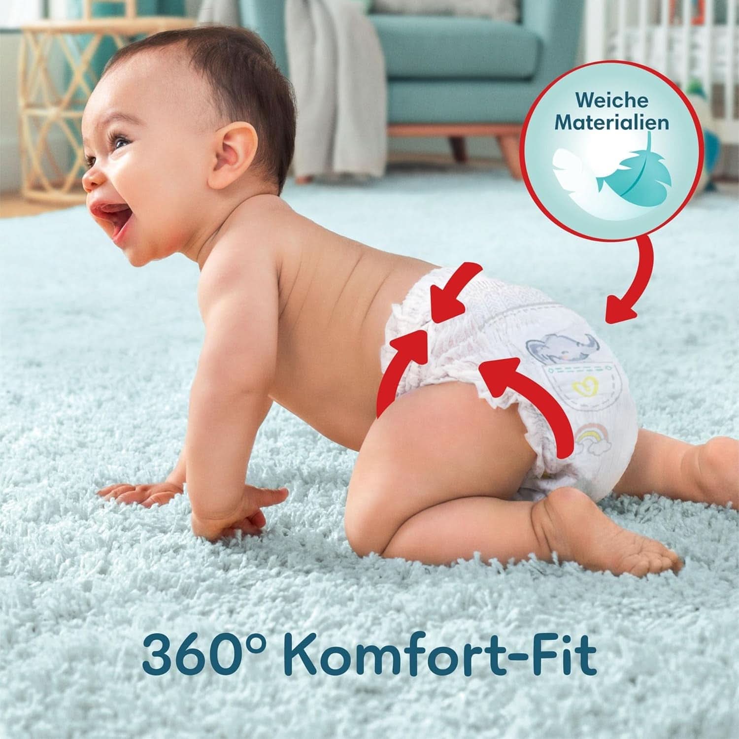 Pampers Babybleer Bukser str. 5 (12-17Kg) Premium Protection, Junior med Stop og Protect lomme, 144 bleer Trusse Mor og barn Naty Shop