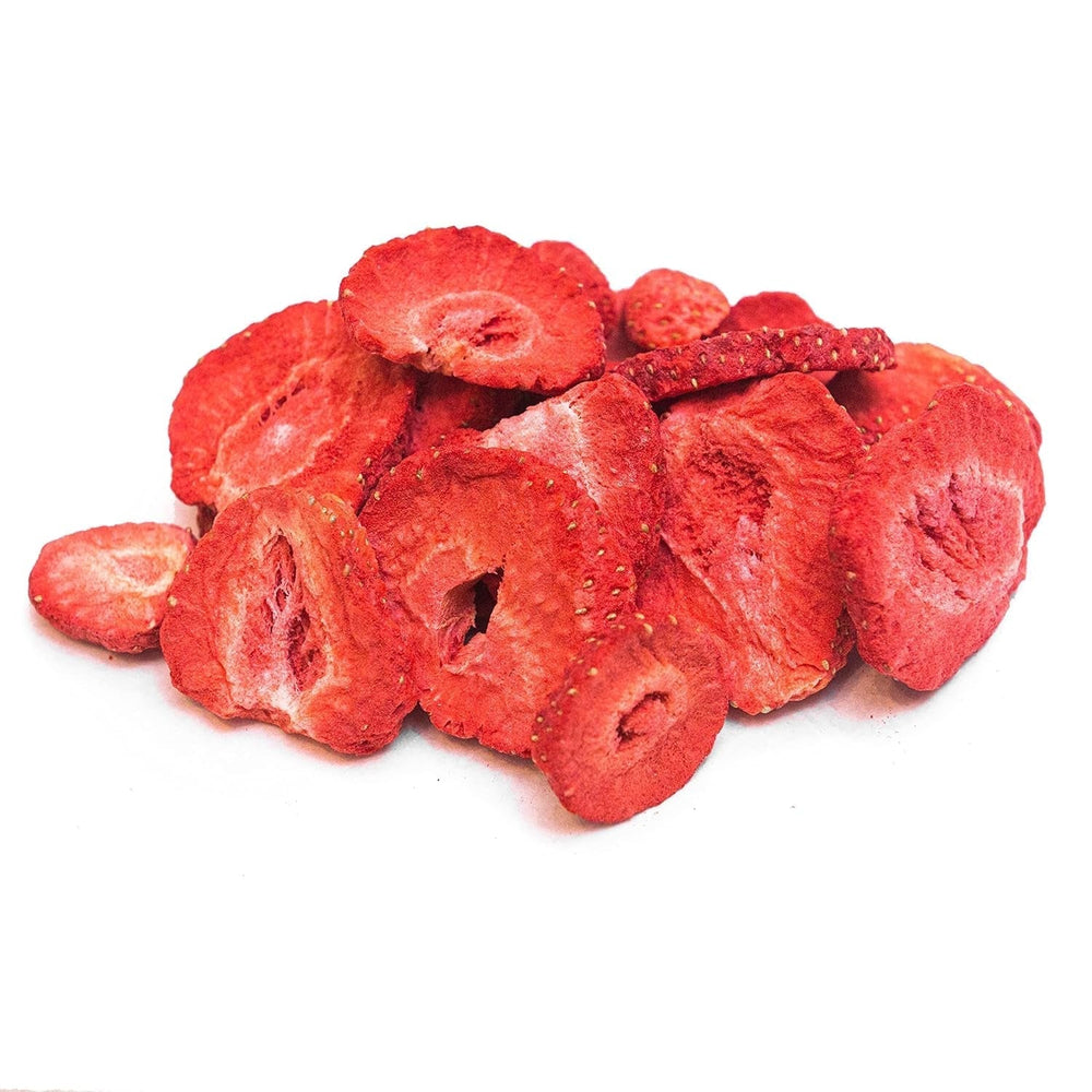 FRUCTE DE STRAWBERRIES FREEZE-DRIED, 100g fructe în felii, 100% fructe uscate - naturale și fără adaos de zahăr sau aditivi, de cea mai înaltă calitate de la Detox Organica Produse deshidratate Naty Shop