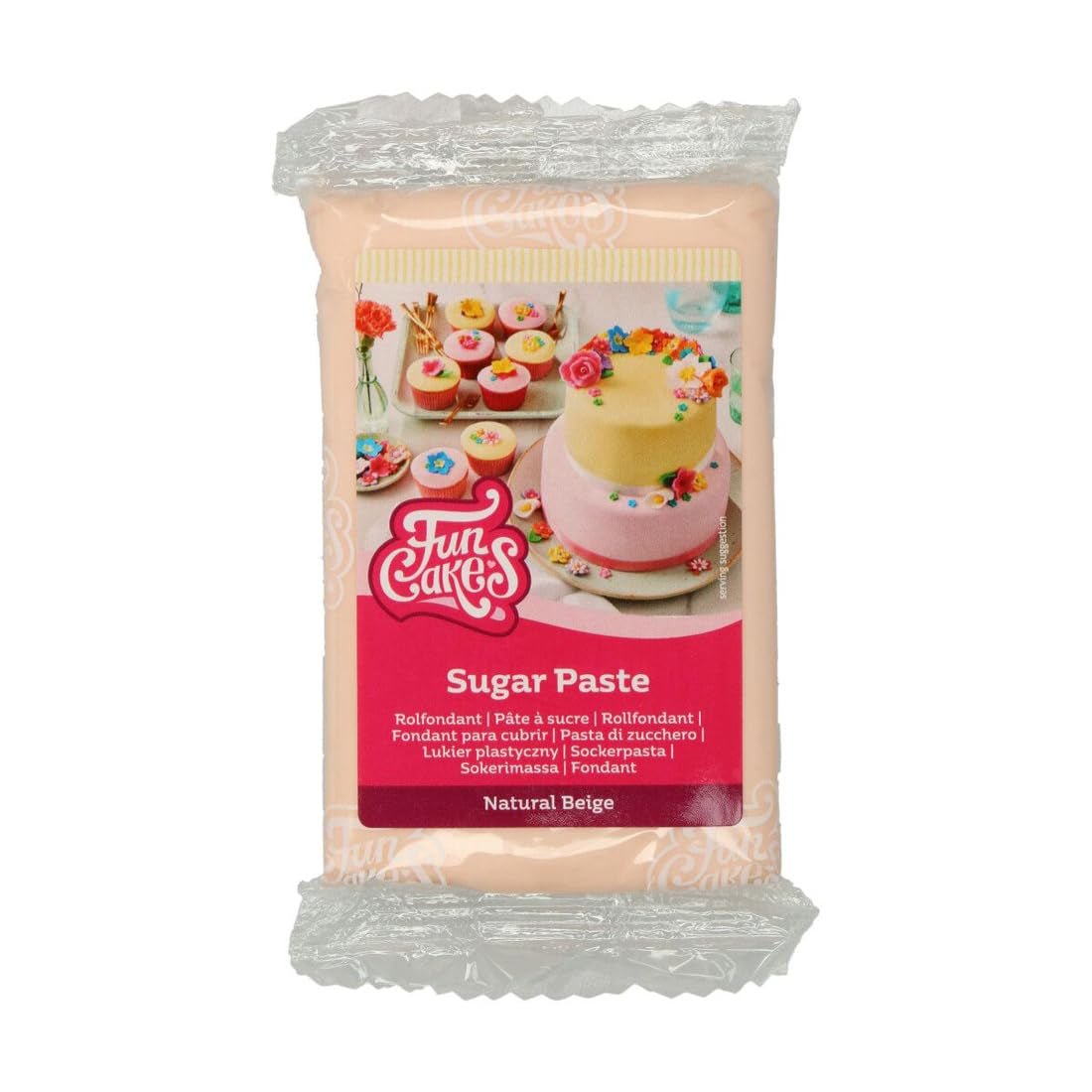 FunCakes Fondant rulat bej natural: ușor de utilizat, neted, flexibil, moale și pliabil, perfect pentru decorarea prăjiturilor, halal, kosher și fără gluten, 250 g Pasta de zahar Naty Shop Default Title