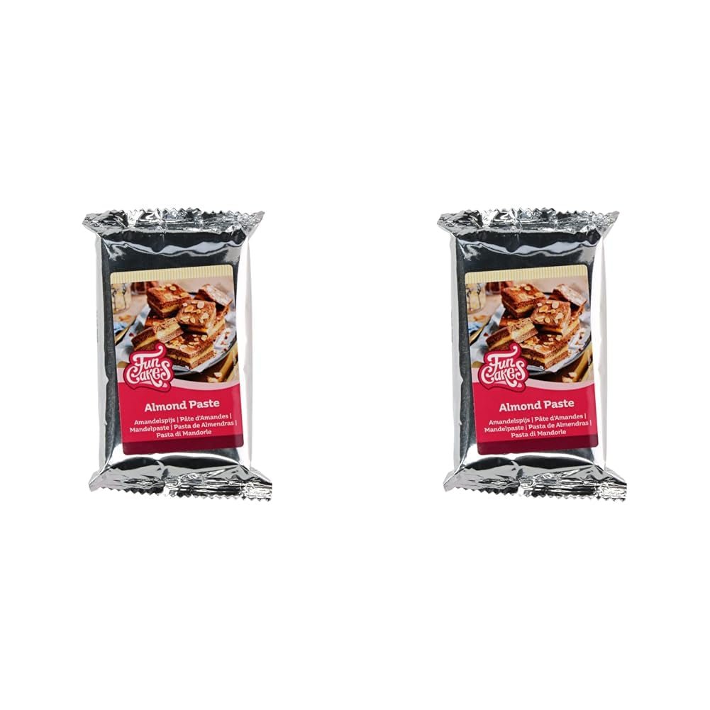 FunCakes pastă de migdale (1:1): Gust delicios, textură fină, ușor de întins, pastă de migdale, perfectă pentru prăjituri și biscuiți. Halal și fără gluten. 250 g (pachet de 2) Pasta de zahar Naty Shop 250 grame (pachet de 2)