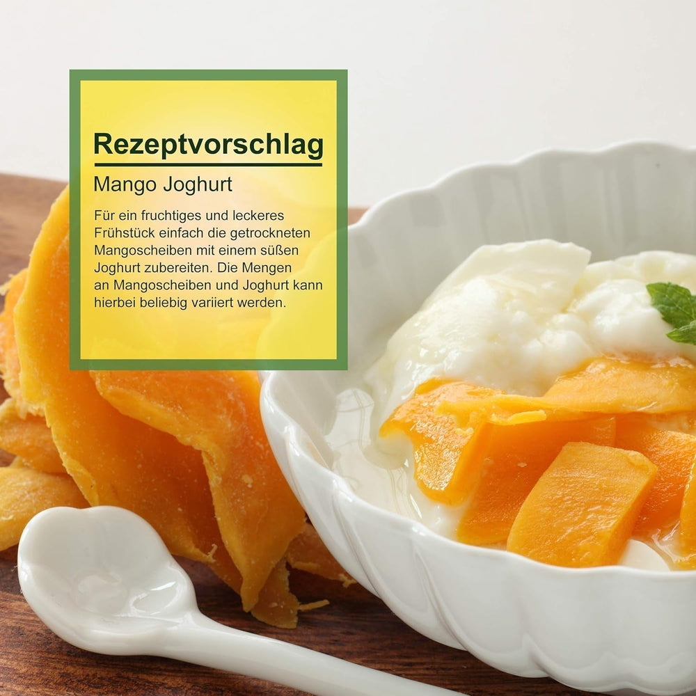 Howa mango uscat - fructe uscate în calitate organică, naturale și nesulfurate - ideal pentru gătit, copt sau ca o gustare sănătoasă - felii de mango - fără zahăr - 1000 g Produse deshidratate Naty Shop