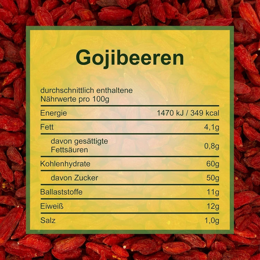 Howa Premium Goji Berries 1 KG uscat - netratat, natural - superaliment din Asia - ideal pentru gătit, copt sau ca o gustare sănătoasă - Goji berries 1000 g Produse deshidratate Naty Shop